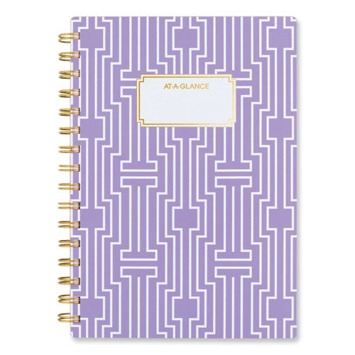 AT-A-GLANCE Badge Geo Weekly/monthly Planner 8.5x6.38 Purple/white/gold Cover 13-month (jan To Jan): 2024 To 2025