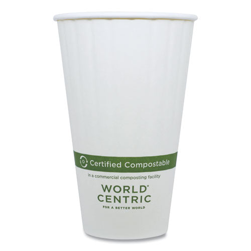 World Centric Double Wall Paper Hot Cups 16 Oz White 600/Case