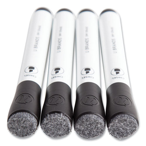U Brands Chisel Tip Low-odor Dry-erase Markers With Erasers Broad Chisel Tip Black Dozen