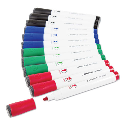U Brands Chisel Tip Low-odor Dry-erase Markers With Erasers Broad Chisel Tip Assorted Colors 12/pack