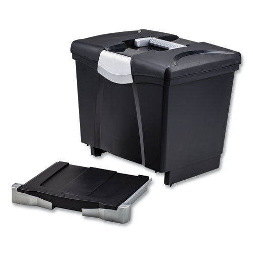 Storex File Box With Tray Letter 11.5"x14.3"x13" Black 4/Case