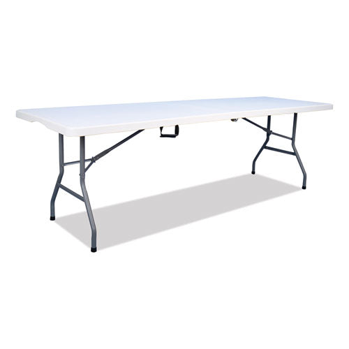 Iceberg Bifold Resin Folding Table Rectangular 94.5"x29.9"x30" White Granite Top Gray Base/legs 2/pack