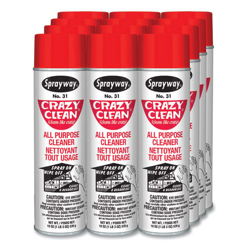Sprayway Crazy Clean No. 31 All Purpose Spray Cleaner, net wt.19 oz, Case  of 12