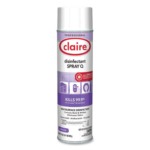 Claire Spray Q Disinfectant. Lavender Scent 17 Oz Aerosol Spray Dozen