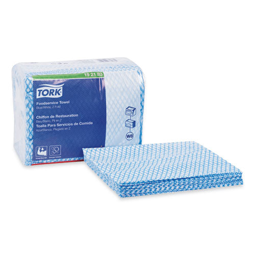 Tork Small Pack Foodservice Cloth 1-ply 11.75x14.75 Unscented Blue/white 80/poly Pack 4 Packs/Case