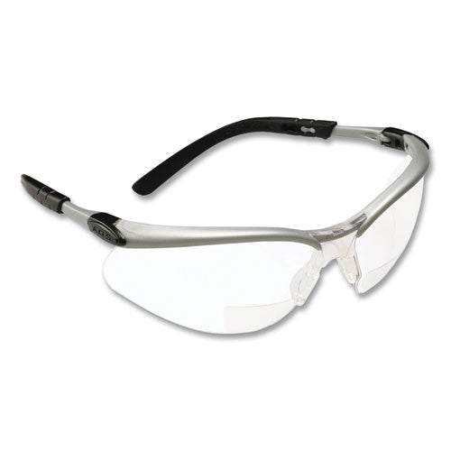 3M™ Bx Molded-in Diopter Safety Glasses +2.0 Diopter Strength Black/silver Plastic Frame Clear Polycarbonate Lens