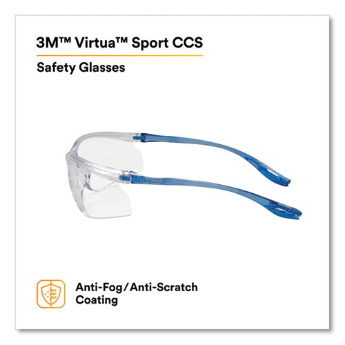 3M™ Virtua Sport Ccs Protective Eyewear Blue Plastic Frame Clear Polycarbonate Lens