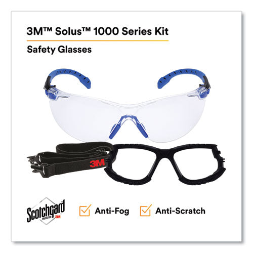 3M™ Solus 1000 Series Safety Glasses Black/blue Plastic Frame Clear Polycarbonate Lens