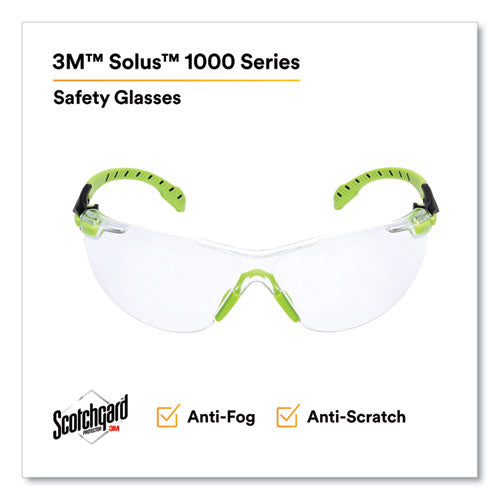 3M™ Solus 1000-series Safety Glasses Black/green Plastic Frame Clear Polycarbonate Lens