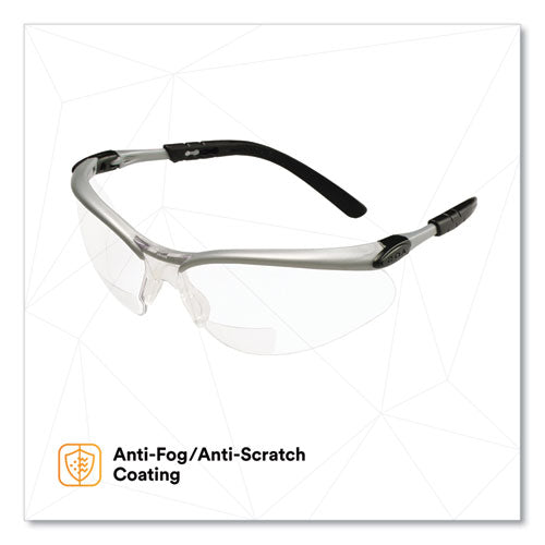 3M™ Bx Molded-in Diopter Safety Glasses +2.5 Diopter Strength Black/silver Plastic Frame Clear Polycarbonate Lens