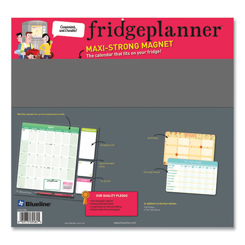 Blueline Fridge Planner Magnetized Monthly Calendar With Pads + Pencil 14x13.5 Yellow/green Sheets 16-month (sept-dec): 2024-2025