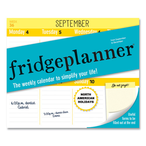 Blueline Fridge Planner Magnetized Weekly Calendar With Pads + Pencil 12x12.5 White/yellow Sheets 16-month (sept-dec): 2024-2025