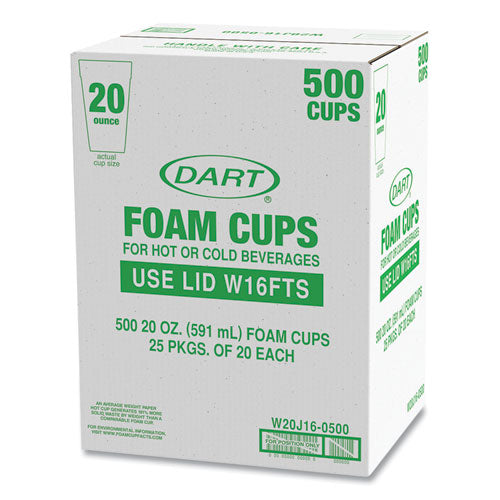Dart Foam Drink Cups 20 Oz White 25/bag 20 Bags/Case