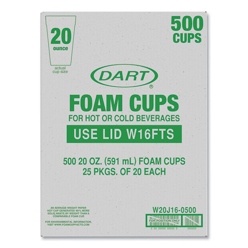 Dart Foam Drink Cups 20 Oz White 25/bag 20 Bags/Case