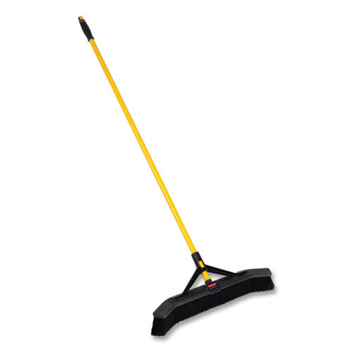 Rubbermaid Commercial Maximizer Push-to-center Broom 24" Polypropylene Bristles Yellow/black