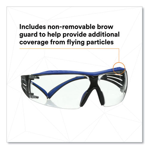 3M™ Securefit Protective Eyewear 200 Series Blue/gray Plastic Frame Clear Polycarbonate Lens