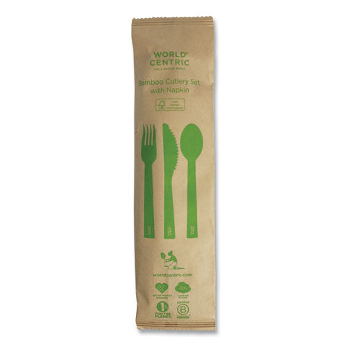 World Centric Bamboo Cutlery Knife/fork/spoon/napkin 6.7" Natural 250/Case