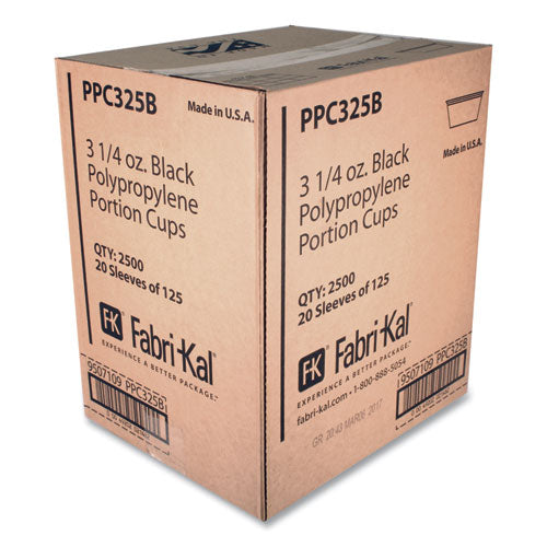 Fabri-Kal Portion Cups 3.25 Oz Black 250/sleeve 10 Sleeves/Case