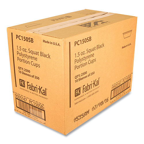 Fabri-Kal Portion Cups 1.5 Oz Squat Black 250/sleeve 10 Sleeves/Case