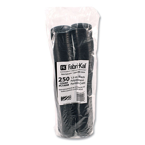 Fabri-Kal Portion Cups 1.5 Oz Squat Black 250/sleeve 10 Sleeves/Case