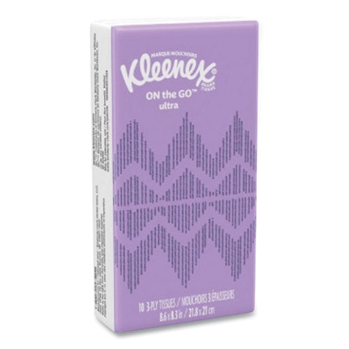 Kleenex On The Go Packs Facial Tissues 3-ply White 10/pouch 16 Pouches/pack 6 Packs/Case