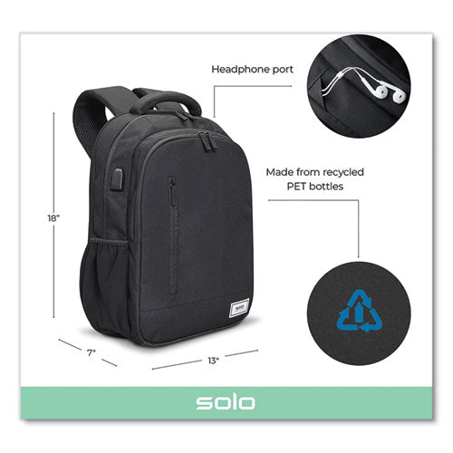 Solo Re:define Laptop Backpack 15.6” 12.25x5.75x18.75 Black