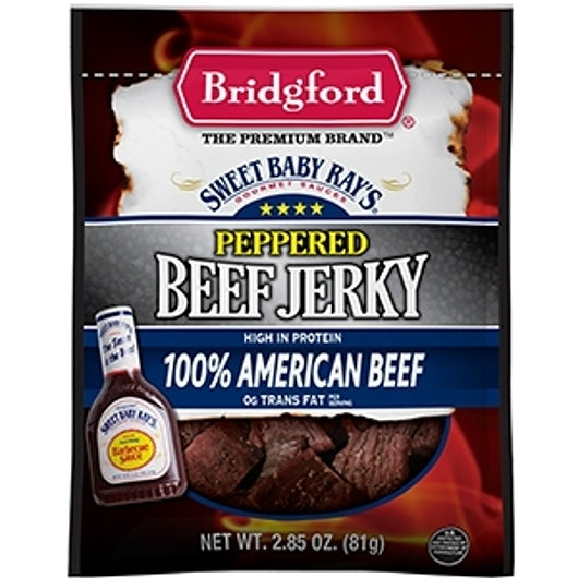Bridgford Sweet Baby Ray's Peppered Beef Jerky-3.25 oz.-8/Case