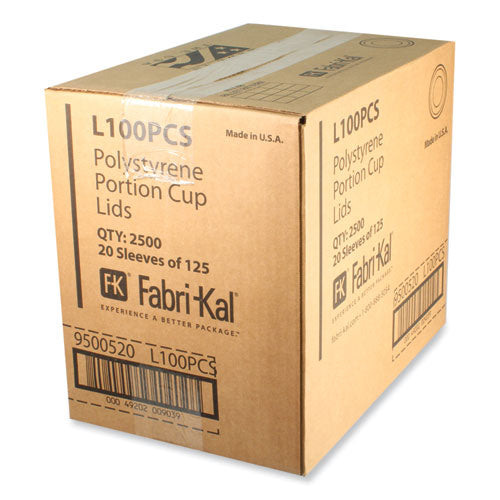 Fabri-Kal Portion Cup Lids Fits 1 Oz Squat Portion Cups Clear 125/sleeve 20 Sleeves/Case