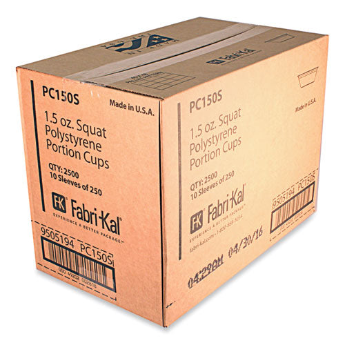 Fabri-Kal Portion Cups Squat 1.5 Oz Translucent 125/sleeve 20 Sleeve/Case