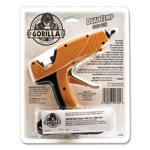 Gorilla Dual Temp Full-Size Hot Glue Gun, Orange