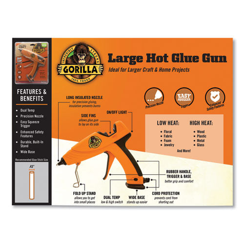 Gorilla Dual Temp Hot Glue Gun Orange/black