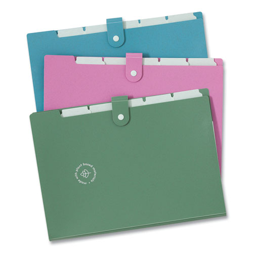 U Brands U Eco Six-pocket Expandable Folder 4.5" Expansion 6 Sections Snap Button Closure 1/6-cut Tabs Letter Size 3/pack