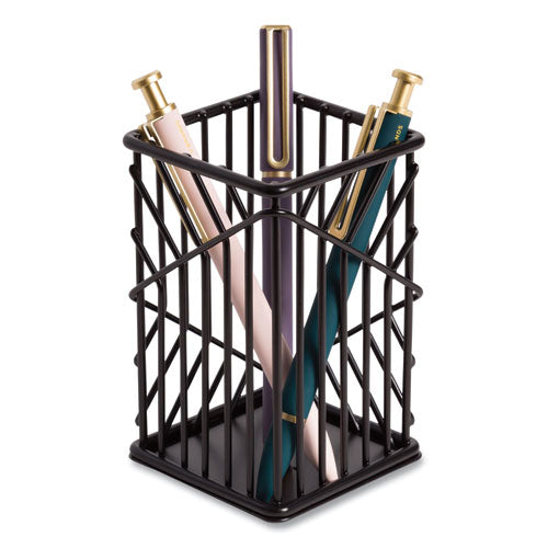 U Brands Vena Pencil Cup 2.76"wx2.76"dx4.41"h Black