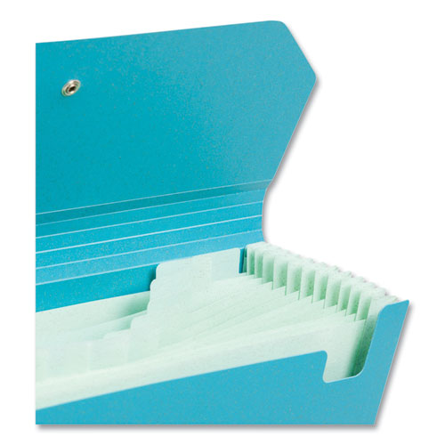 U Brands U Eco 13-pocket Expandable File 9.75" Expansion 13 Sections; Button/elastic Closure 1/12-cut Tabs Letter Size Ocean