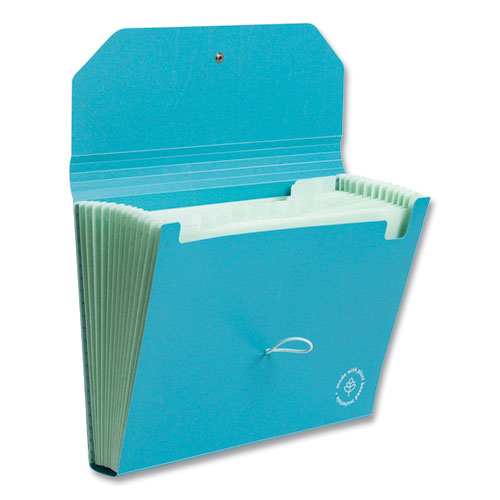 U Brands U Eco 13-pocket Expandable File 9.75" Expansion 13 Sections; Button/elastic Closure 1/12-cut Tabs Letter Size Ocean