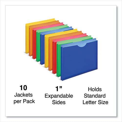 Universal Expanding Poly File Jackets 1 Section Straight Tab Letter Size Assorted 10/pack