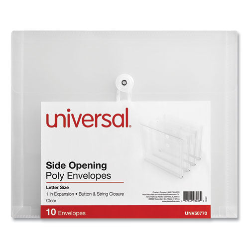 Universal Side Opening Poly Envelopes 1" Expansion Letter Size Clear 10/pack