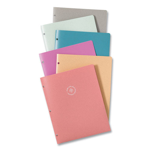 U Brands U Eco Poly Two-pocket Folders Three-hole Punched Poly/wheat Straw 11x8.5 Assorted12/pack