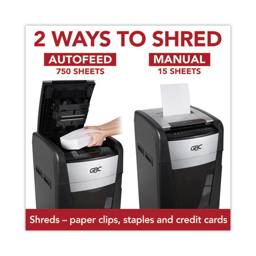 GBC Autofeed+ 750m Micro-cut Large Office Shredder 750 Auto/15 Manual Sheet Capacity