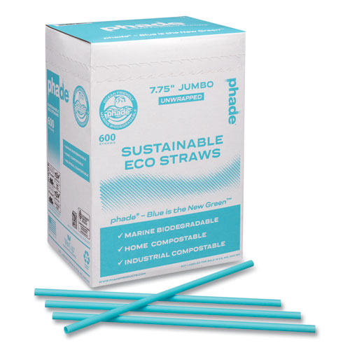 Phade™ Marine Biodegradable Straws 7.75" Ocean Blue 6000/Case