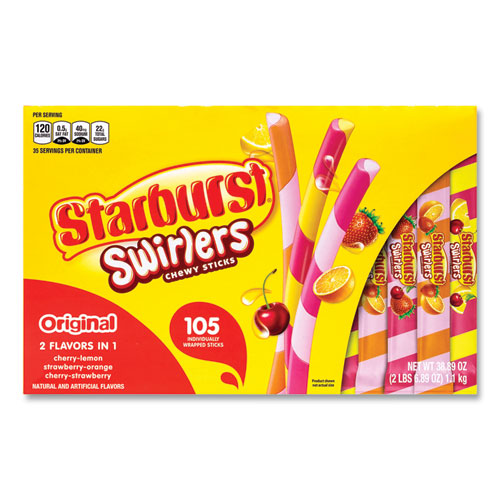 Starburst Swirlers Chewy Candy Sticks Cherry-lemon/cherry-strawberry/strawberry-orange 0.37 Oz 105/pack