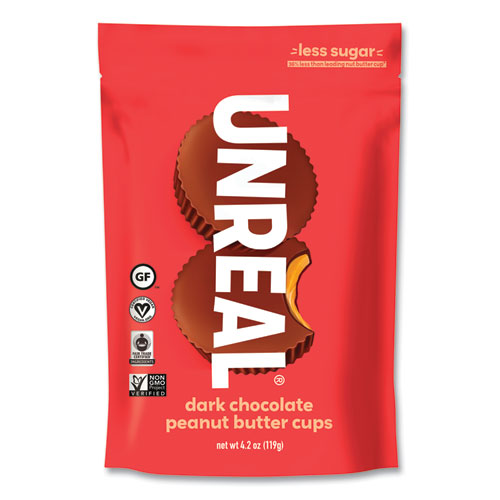 UNREAL Dark Chocolate Peanut Butter Cups 4.2 Oz Bag 2/Case