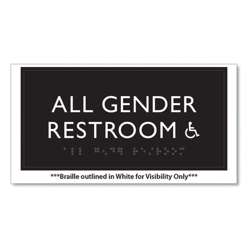 Headline Sign Ada Sign All Gender Restroom Accessible Plastic 4x4 Clear/white