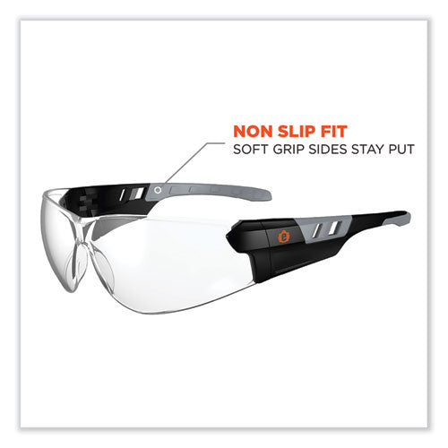 Ergodyne Skullerz Saga Frameless Safety Glasses Matte Black Nylon Impact Frame Clear Polycarbonate Lens