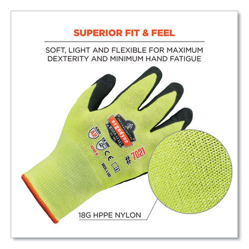 Ergodyne Proflex 7021 Hi-vis Nitrile-coated Cr Gloves Lime Small Pair