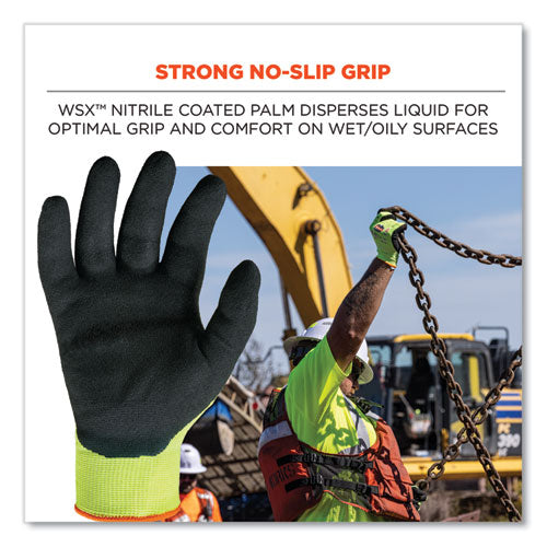 Ergodyne Proflex 7021 Hi-vis Nitrile-coated Cr Gloves Lime Small Pair