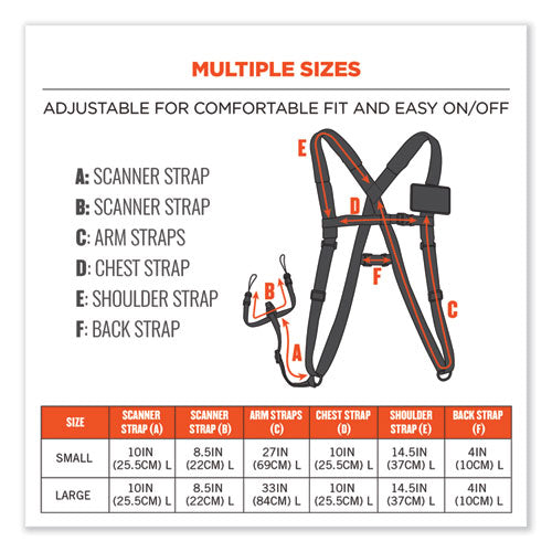 Ergodyne Squids 3138 Padded Barcode Scanner Lanyard Harness 27" Arm Straps18.5" Lanyardblack/orange/grayships In 1-3 Business Days