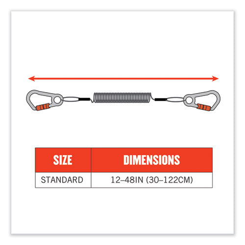 Ergodyne Squids 3166 Coiled Tool Lanyard With Two Carabiners 2 Lb Max Working Capacity 12" Long Black