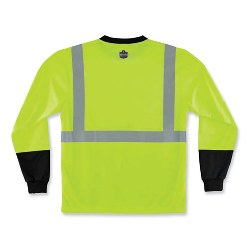 Ergodyne Glowear 8291bk Type R Class 2 Black Front Long Sleeve T-shirt Polyester 5x-large Lime