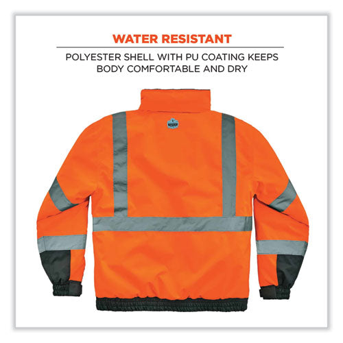 Ergodyne Glowear 8377 Class 3 Hi-vis Quilted Bomber Jacket Orange Small